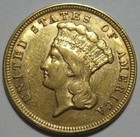   1854 Au  3  three Dollar  Gold Piece  Nice Luster   Eye Appeal  Free Shipping