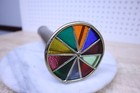 Vintage 1990 s Stained Glass Double Wheel Glass Kaleidoscope W  Brass Housing Us