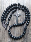 Catholic Paracord  Rosary W  St Benedict Crucifix W  Mary Medal  black 
