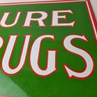 Vintage Pure Drugs Porcelain Sign - General Store Country Pharmacy Apothecary