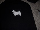Westie West Highland White Terrier Embroidered Black Cashmere Scarf