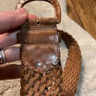 Leather Woven Wide Belt With Leather Buckle Size Medium 2  Width