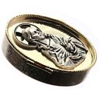 Jesus Blessed Heart Gold-tone Oval Rosary Box pill Box Made In Italy