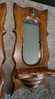Vintage Pair Of Large Wooden Wall Sconce Shelves With Mirrors Brass Lion Heads