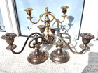 3 Vintage Antique Style Electroplated Silver 3 Arm Candelabras Candleholders