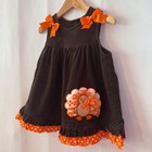 Rare Editions Toddler Girls Brown Corduroy Turkey Thanksgiving Dress 24m F163832