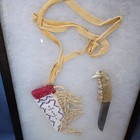 Sioux Native American Jawbone Knife Beaded Sheath Framed