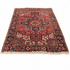 Vintage Heriz Handmade Wool Area Rug 8   6    X 6   7    Distressed Red Geometric Carpet
