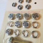 Vtg New Dyno Decorative Cowboy Silver Snaps Fastener With Attaching Tool Western