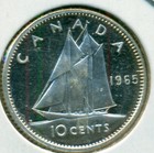 1965 Canada Ten Cents  Choice Prooflike Cameo Bu From Mint Set  Great Price 