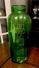 Vintage 1950 s Green Glass Refrigerator Bottle - Water   Juice 40 Oz  Square