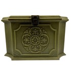 Vintage Max Klein Sewing Box Sc-2015 W  Tray Green Ornate Faux Wood Plastic 