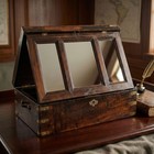 1800 s Victorian Campaign Vanity Box  Writing Desk Triptych Mirror Travel Box
