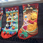 3 Vintage Disney 3d Felt Christmas Stockings Mickey Mouse Goofy Winnie Piglet 