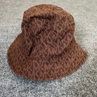 Michael Kors Brown Mk Monogram Logo Bucket Hat Size S m Cotton Sun Hat
