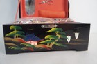Rare Original Vintage Japan Black Lacquer Hand Painted Sewing Box
