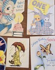 16 Vintage Greeting Card Lot Birthday  Christmas  New Baby  Flocked  Various 