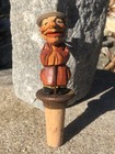 Vintage Near Mint Anri Wood Carved Yakker Mechanical Man Cork Bottle Stopper