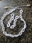 Handmade White Crochet Link Necklace And Earrings Set Summer Y2k Boho Jewelry