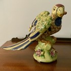 Vintage Majolica Parrot Bird With Flowers Ceramic Unmarked