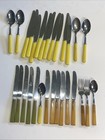 Vintage Bakelite Butterscotch Stainless Silverware Flatware Cutlery Mixed 29pc