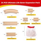 Wooden Train Tracks 24 Pcs Set - Compatible With All Major Brands