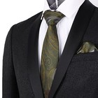  Mens Colorful Paisley Necktie And Pocket Square Sets 144-avocado Green