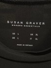 Susan Graver Black Long Sleeve Flowy Blouse Size Large Relaxed Lightweight