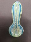 Smoking Herb Hookah Pipe Tobacco Blown Glass 3  Heavy Hand Spiral Art Dark Blue 