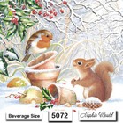  5072  Two Paper Beverage   Cocktail Decoupage Art Craft Napkins  Squirrel Bird