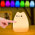 7 Colors Cat Silicone Led Touch Sensor Light Cute Night Lamp Children Bedroom Us