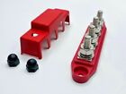 4 Way Terminal Junction Block Busbar 5 16  250 Amp 12v With Cover - Red 
