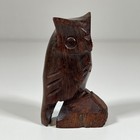 Vintage Hand Carved Mini Wooden Owl Figurine 2 75  Folk Art Decor