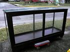 Antique Footed Wood General Store Display Counter   Shelving 71 wx40 h 001001010