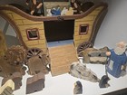 Vintage Wooden Noah s Ark Pull Toy W  Wood Carved Animals