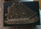Vintage Letterpress Metal On Wood Printing Block   Pirate Sailing Ship