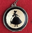 Victorian Guilloche Enamel Pendant Powder Compact Necklace