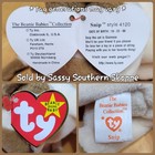      Snip      1996 Ty Beanie Babies Cream   Tan Siamese Cat Baby  mwmt 