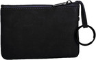 Black Small Leather Coin Purse Change Pouch For Women Men Kids With Zip Key Ring