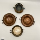 Vintage Copper Vessel Set Hammered Plates Verdigris Pot And Pan 4 Piece Lot