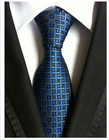 New Luxury Plaid Light Blue Dark Blue Jacquard Woven Silk Men s Tie Necktie