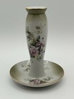Antique 1898 China Co  Porcelain Hat Pin Holder Trinket Dish - Pink Roses