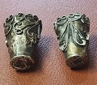 Antique Vintage  925 Sterling Silver Ornate Floral Pattern Sewing Thimbles  2 