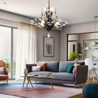 Vintage Crystal Chandelier Flower Ceiling Light Black Pendant Lighting Fixtures