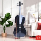 4 4 Full Size Acoustic Cello Set For Beginners - Black Color  Bag  Bow   Rosin