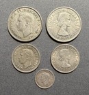Australia  Lot Of 5 Silver Coins  3p  Shillings  Florins  Kgvi  Qeii  0 5875 Toz