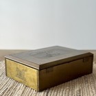 Vintage Nautical Etched Brass And Wood  Velvet Lined Box