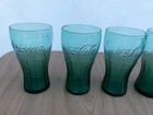 6 - Vintage Libby Coca-cola Dark Green Heavy Thick Base Glasses 160z 