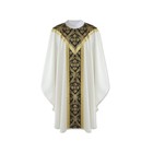 Chasuble And Funeral Pall   Ecru Black With Brocade Fabric Orphrey