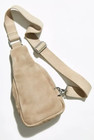 New Free People Mineral Beige Hudson Sling Suede Leather Crossbody Purse Bag